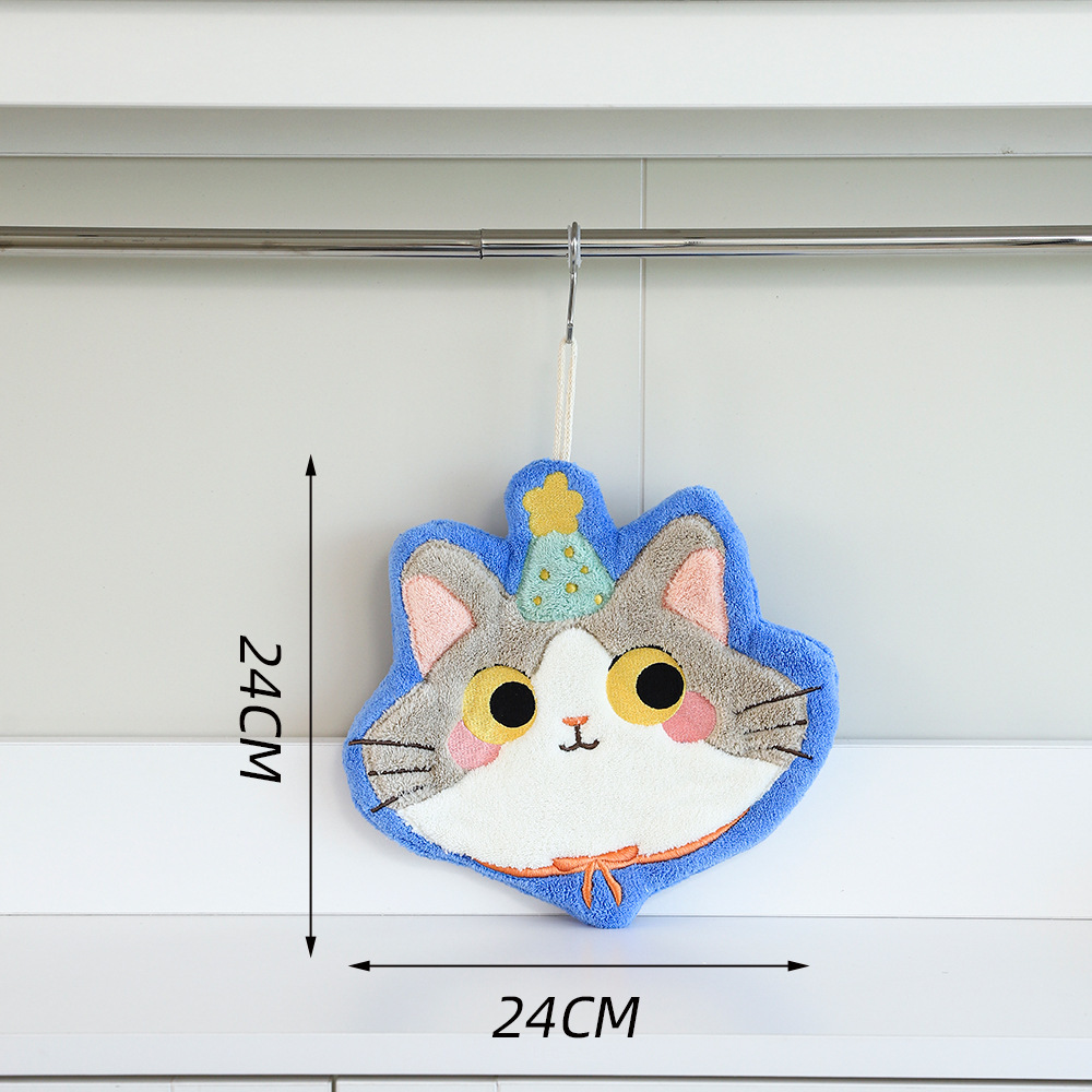 Blue and yellow cat hand towel