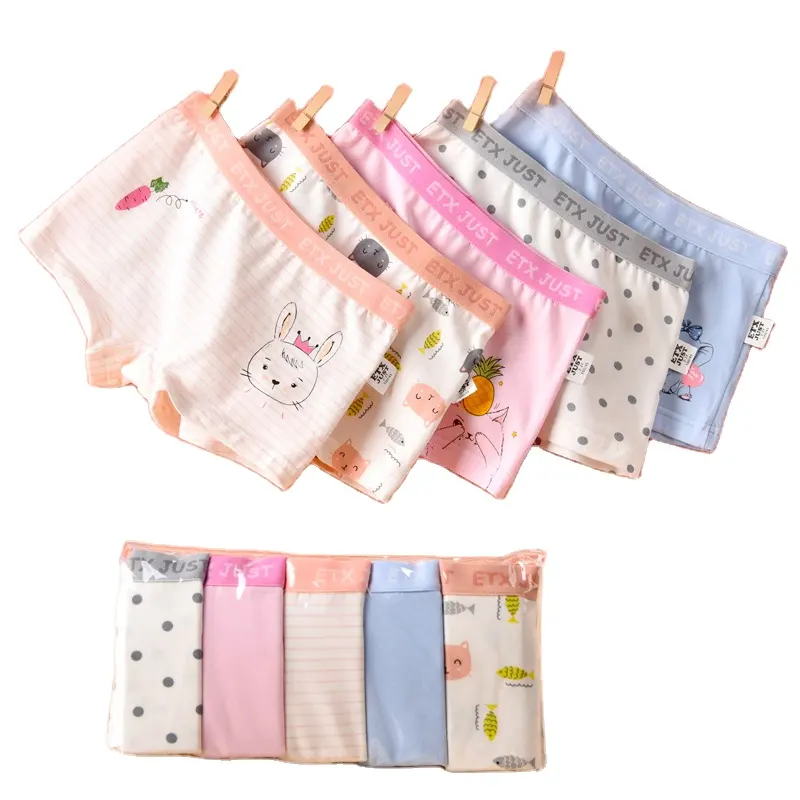 Sous-vêtements en coton pour fille, culotte, short, string, points mignons, chat, boxer