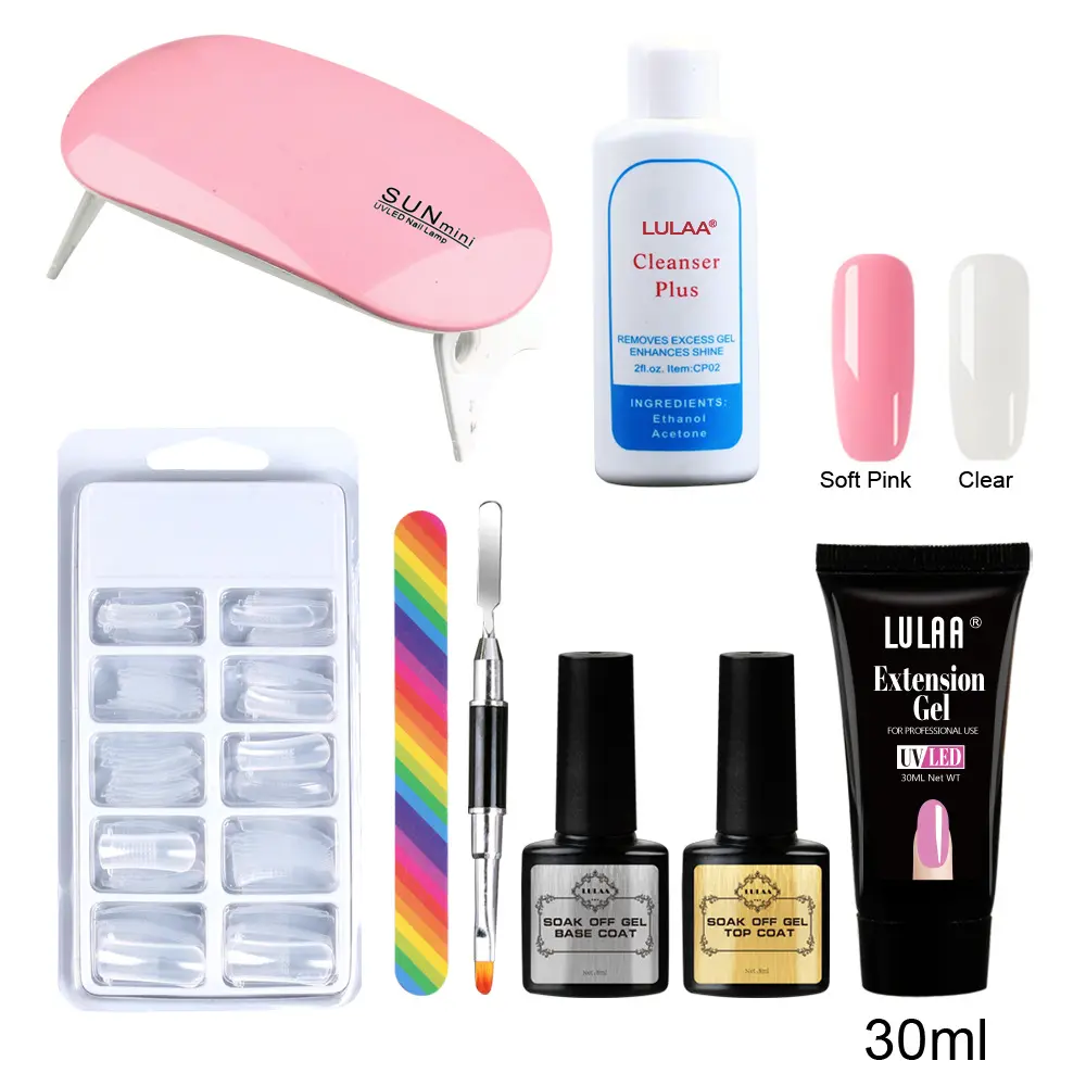 Poly Gel Nail Builder Set Private Label Nail Extension Acrylic Poly Gel with Nail Tips Brush Full Tool Set Kit De Unas Poligel