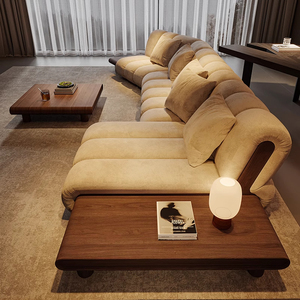 Modern Simple Log Medieval Style Storage Side Table Lambskin Fabric Piano <strong>Keys</strong> Apartment Hotel Villa Lounge <strong>L</strong>-shaped Sofa