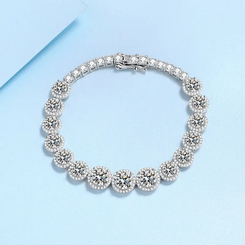 10CT Moissanite Pulseira GRA Lab Diamantes Culturados Luxo S925 Sterling Silver Mulheres Fine Fashion Jóias Pulseira Bangle