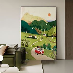 Du lịch Phong cảnh trừu tượng phong cảnh ấm áp ý nghĩa in phòng khách phòng ngủ phòng trẻ em treo dọc bức tranh vải - Product Image 3