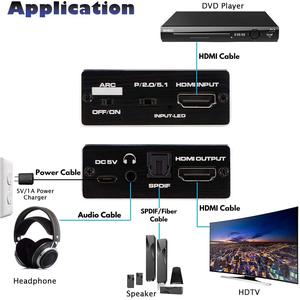 4K HDMI2.0 Audio Extractor, <strong>HDMI</strong> to <strong>HDMI</strong> + Optical Toslink SPDIF + 3.5mm L/R AUX Stereo Audio Adapter - Product Image 2