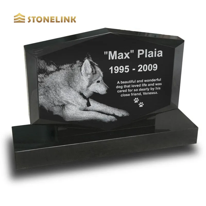 Custom Design Black Granite Hand Etching Pet Dog Memorial Grave Headstone Tombstone