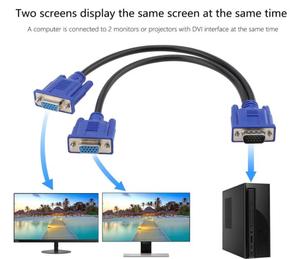 <strong>VGA</strong> Splitter Cable Dual <strong>VGA</strong> Monitor Y Cable <strong>1</strong> Male to <strong>2</strong> Female Adapter Converter Video Cable for Screen Duplication - Product Image 6