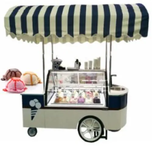 Bagged Di Động Ice Cream Snack Hand Push Vending Cart Ba Bánh Xe Đạp Xe Đạp Để Bán