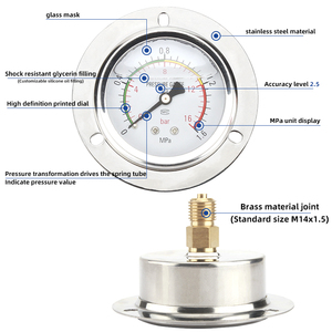 Axial Edge Shock Resistant Digital <span class=keywords><strong>Pressure</strong></span> <span class=keywords><strong>Gauge</strong></span> YN-60ZT Stainless Steel Precisão Classe 2.5 Pressão Pressão De Pressão De Óleo - Product Image 3