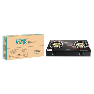 获奖之星自动压电点火炊具ST-9668 6MM玻璃2燃烧器炉灶燃气灶 - Product Image 1