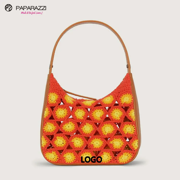 Paparazzi PA006 petit sac à main en coton avec poignée en cuir pour femme, Design fleur personnalisé, nouveau Style