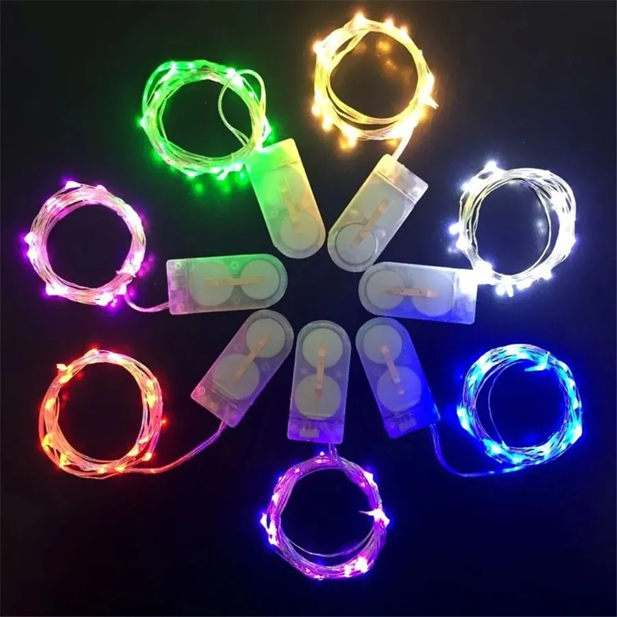 Mini Led Fairy Lights CR2032 Button Battery Operated 2M 20 LED Copper wire String Lighting for Xmas Halloween Wedding Cake Decor