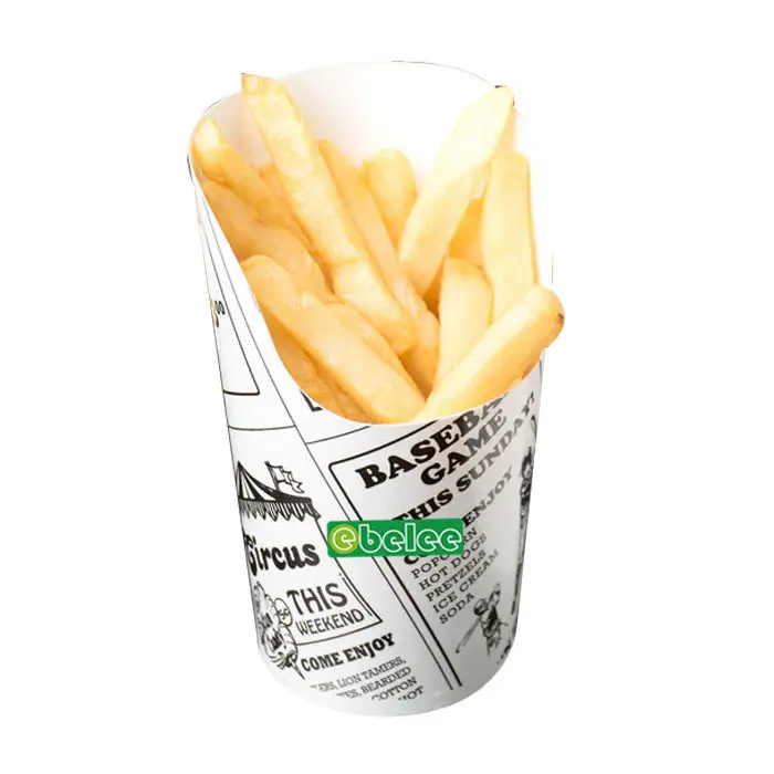 Personalizada de papel Kraft blanco o cartón caja de cartón copa para papas fritas huevo Puff tomar