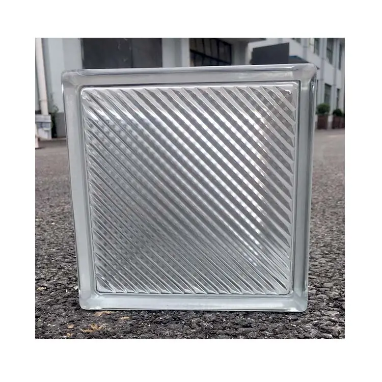 Oblique Line Pattern Glass Blocks Fire Rated and Cold Resistance Building Glass Blocks Factory Outlet Decorative Glass Blocks