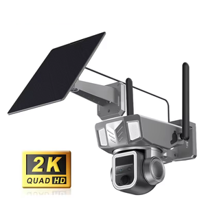 กล้องวงจรปิดพลังงานแสงอาทิตย์กลางแจ้งระบบรักษาความปลอดภัยแบบไร้สาย4G SIM 360 PTZ เลนส์คู่ฟลัดไลท์พร้อมเซ็นเซอร์ซีมอส - Product Image 1
