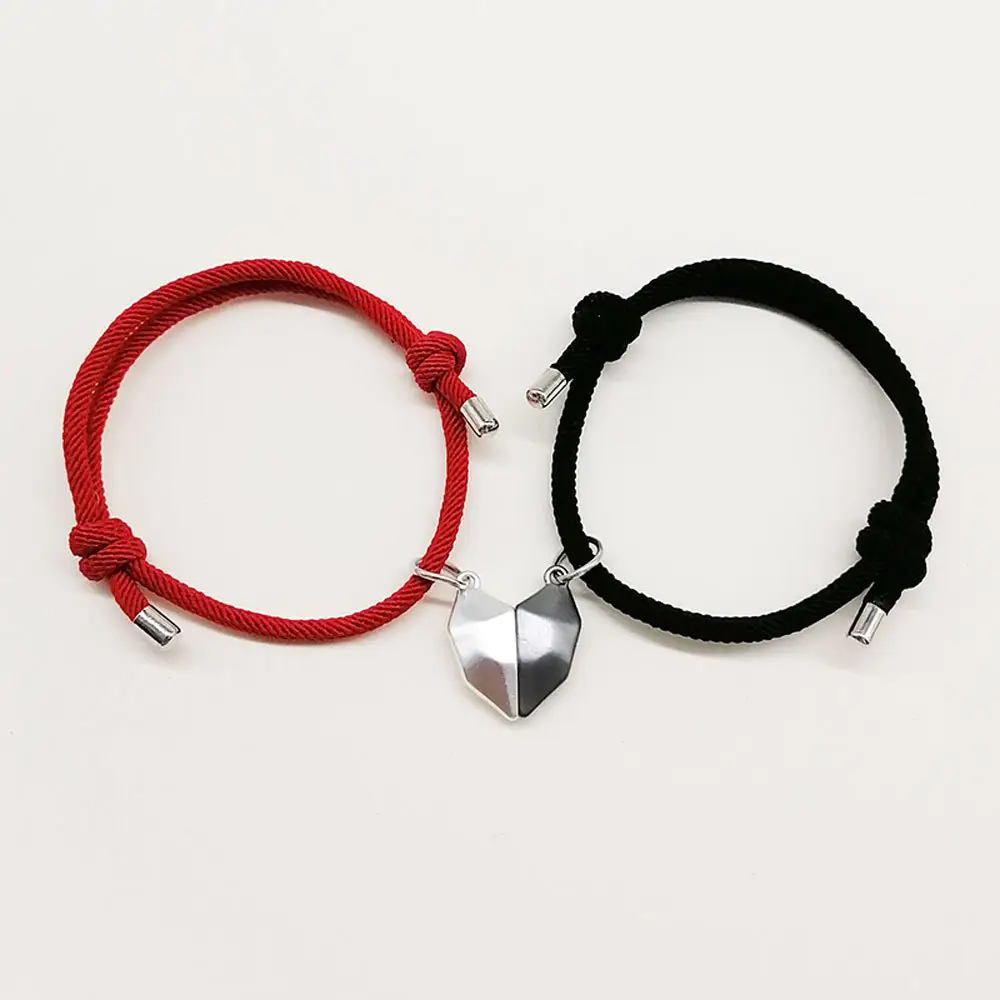 Pulsera magnética con corazón roto para parejas, joyería creativa, brazalete de la amistad de la suerte