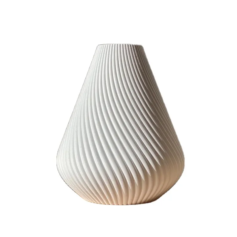 Poterie minimaliste paramétrique en céramique blanche de style nordique imprimée en 3D "Vase poire" pour fleurs décoration intérieure luxe