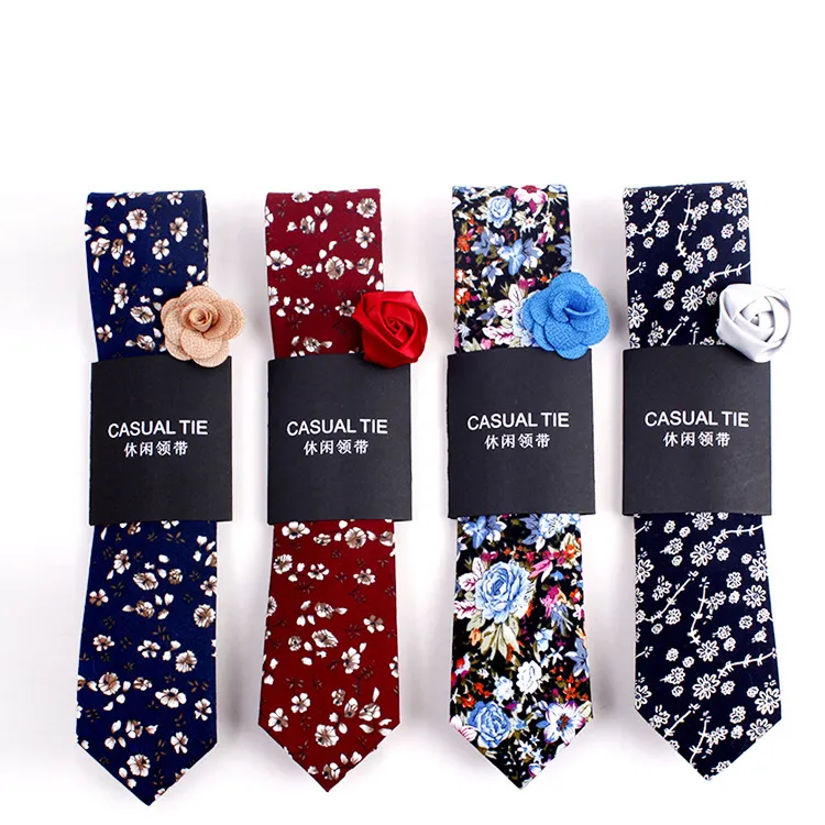 Cravates pour hommes imprimées à la mode en stock fabricant de gros directement fourni cravates décontractées pour hommes de 6cm pur coton