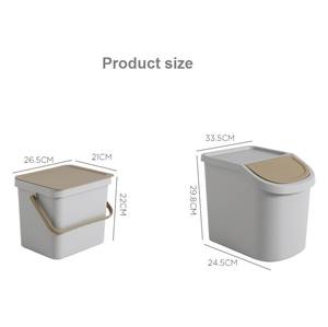 Cubo de basura de plástico con tapa, dos cubos de basura apilables con mango, contenedores de clasificación de baño en la cocina