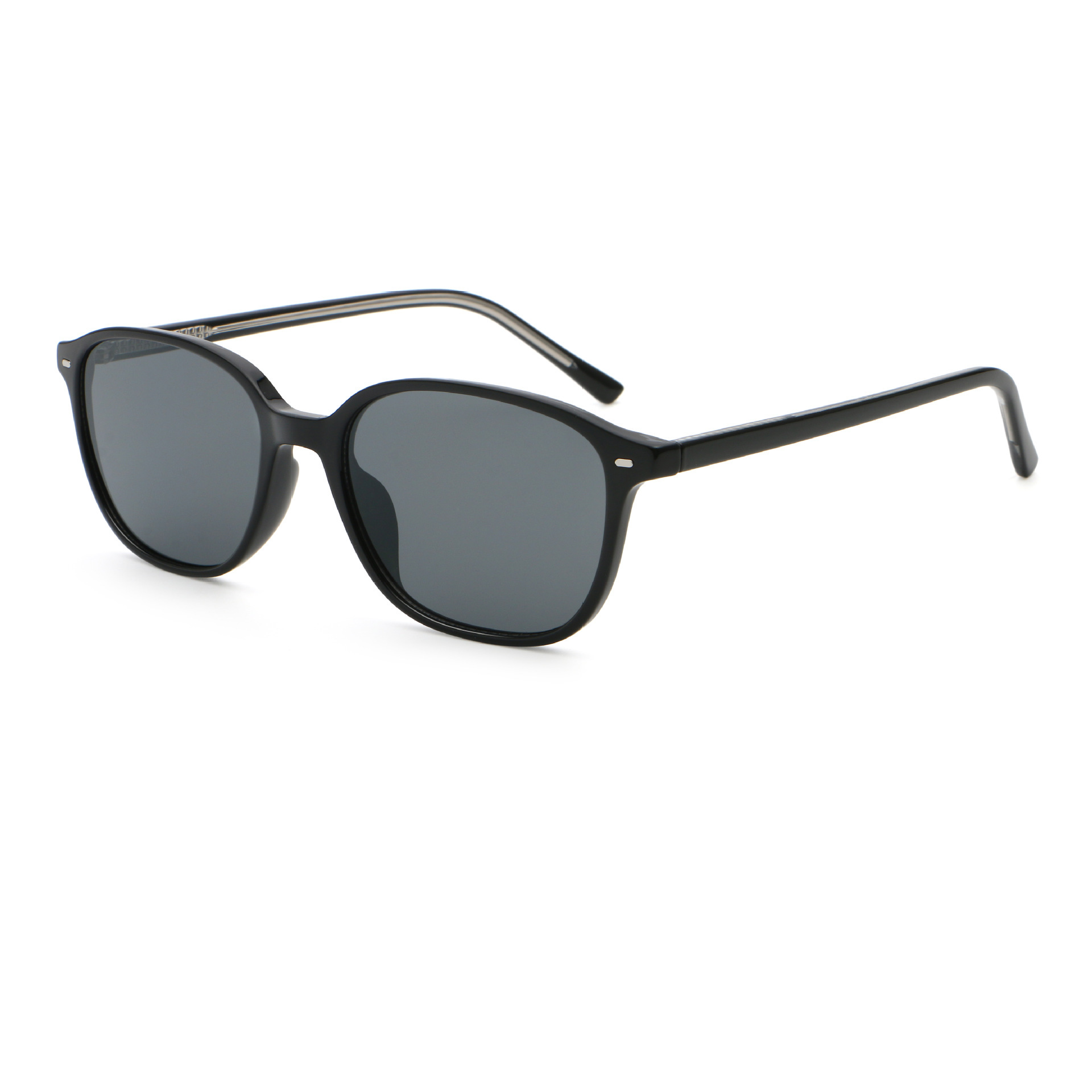 Monture C1 noir brillant, verres entièrement gris.