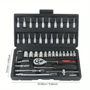 46 adet/takım araba tamir aracı kiti 1/4-inç lokma seti araba tamir araçları cırcır tork anahtarı Combo otomatik tamir seti mekanik aracı