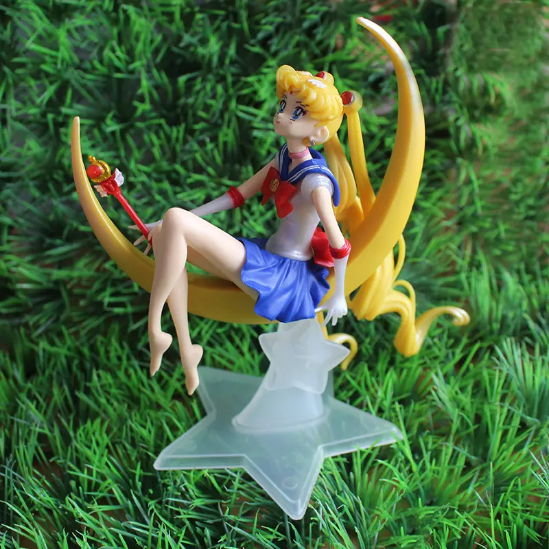 Mini figura linda de PVC de 15,5 cm con base para los fanáticos de la Decoración de Pastel de chica marinera de Anime