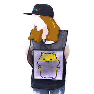 Gilet con pannello pubblicitario a <span class=keywords><strong>LED</strong></span> per scatola di consegna controllo App messaggio a scorrimento ed espressione giacca <span class=keywords><strong>LED</strong></span> fai da te dinamica gilet a <span class=keywords><strong>LED</strong></span>