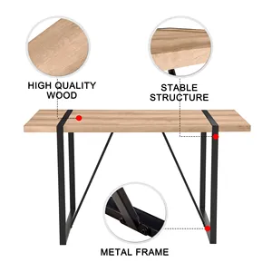 现代矩形餐桌，适用于4-6种可伸展的木材和金属，采用大理石饰面 - Product Image 2