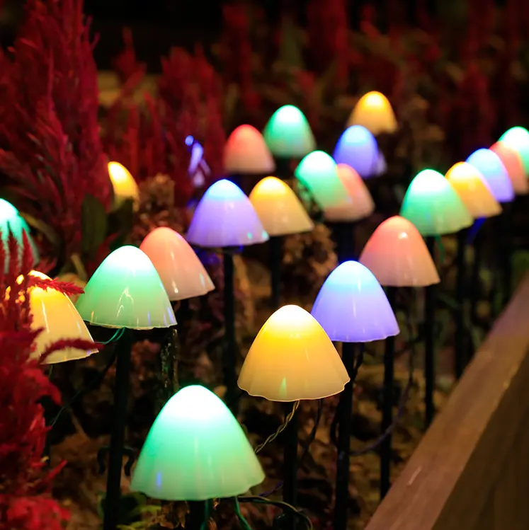 OEM & ODM Hot Sale Mushroom Shape Solar Garden Lights Firefly Lights para Quintal Pátio Pathway Decoração Firefly Light