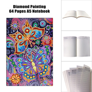A5 Size &amp; 64 <strong>Pages</strong> DIY 5D <strong>Notebook</strong> <strong>with</strong> Diamond Painting Cover Kits Butterfly Shaped Leather <strong>Plain</strong> Journal Notepad - Product Image 2