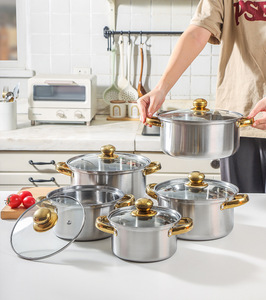 Bán buôn nhà bếp nấu ăn nồi 10 cái thép không gỉ <span class=keywords><strong>Cookware</strong></span> Set soong súp chậu - Product Image 2