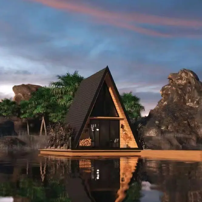 Casa de troncos triangular modular a precio de fabricante casa contenedor con diseño de lujo para Villa