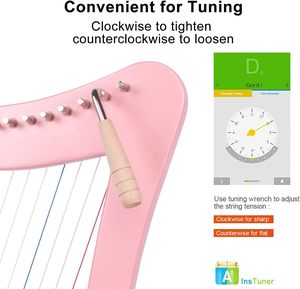Lyre Harp 15 Saiten Massivholz Rosa Farbe Lap Harp Strings Instrumenten höhe Für Erwachsene Kinder