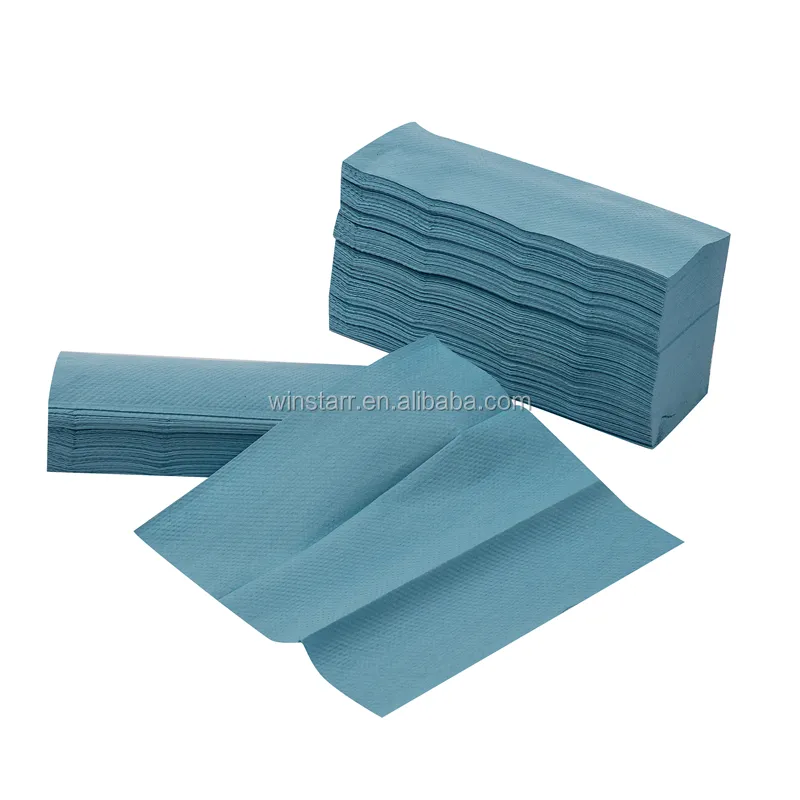 Reciclado azul pára-brisa dobrável z dobrável 23 cm 1 ply papel industrial folhas 250 preço baixo toalha de papel da mão