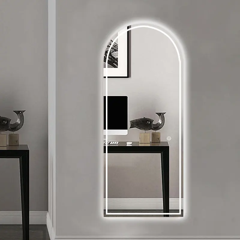 Espelho de parede com luz LED para salão de beleza, espelho inteligente para banheiro, atacado, 65 x22, espelho de corpo inteiro com luzes