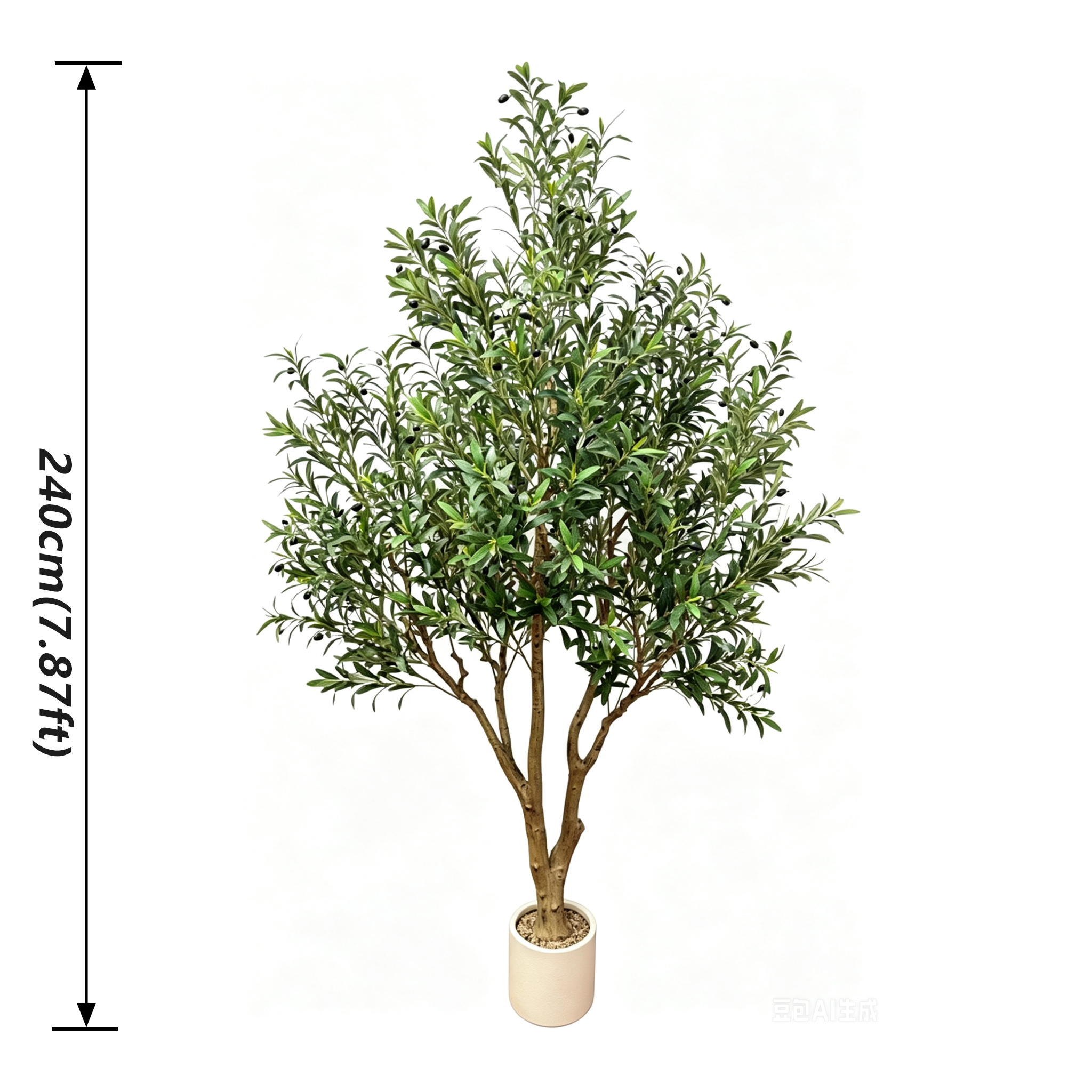 Grand olivier artificiel de 240 cm (8 pi) avec des olives noires