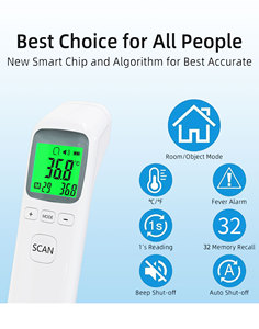Forehead <strong>Thermometer</strong> Baby and Adults <strong>Thermometer</strong> <strong>with</strong> Fever Alarm LCD Display and <strong>Memory</strong> <strong>Function</strong> Ideal for Whole Family - Product Image 3