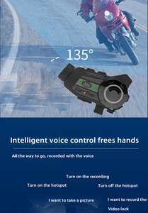 1000m motocicleta sistema Bluetooth intercomunicador casco, 5.1CSR, casco auriculares Cámara 1080P WiFi Video intercomunicador - Product Image 5