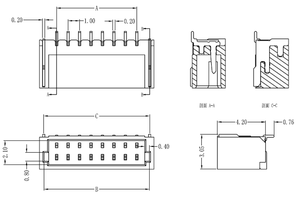 SH1.0 1.0 AWD Horizontal Patch SMD Pitch 1.0MM Connector SMT Needle Socket 2P 3P 4P 5P 6P <strong>8P</strong> 9P 10P Pin <strong>Header</strong> - Product Image 4