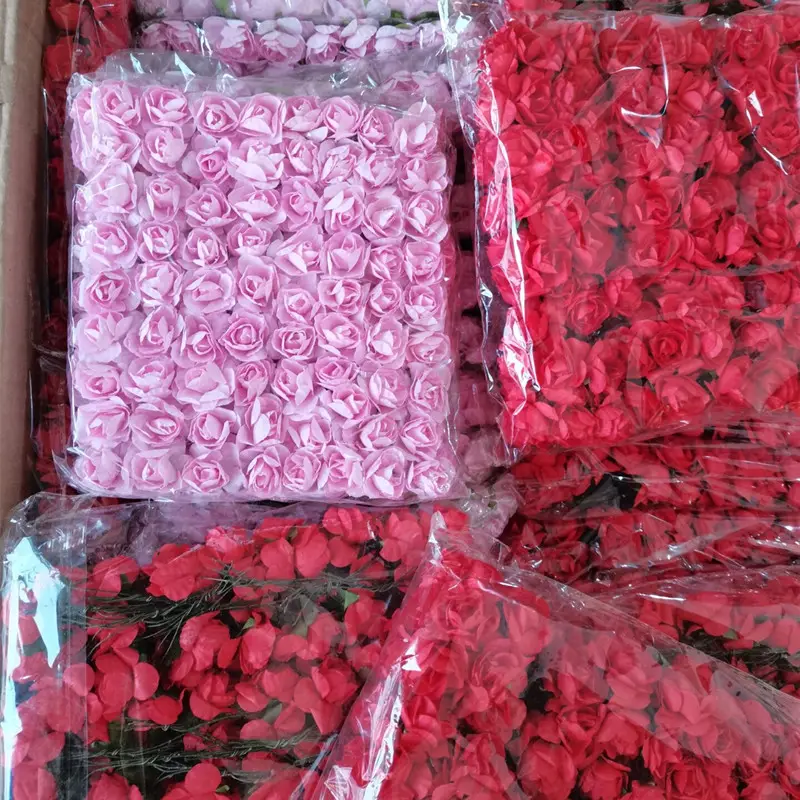 A-1233 piccoli fiori di carta economici all'ingrosso fai da te rose fatte a mano mini fiore di carta per la decorazione di nozze