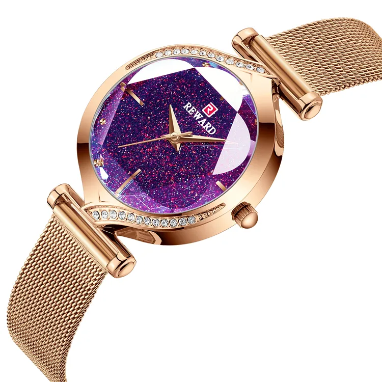 Reward rd22018l pulseira de malha feminina, relógios de quartzo, senhoras, marca de luxo, relógio de pulso feminino, presentes para meninas
