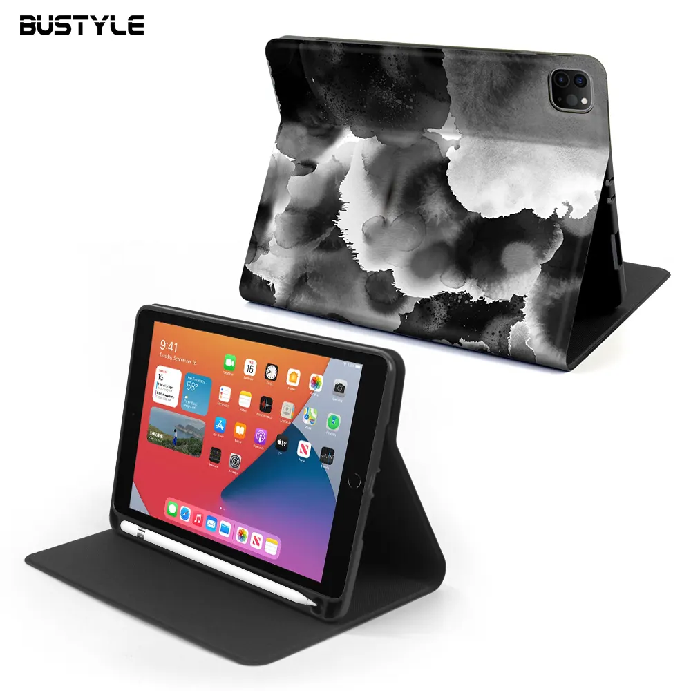 Großhandel Smart Flip Cover Hülle für iPad Air 4 Mini 2 mit Stift halter Custom Painted Case für iPad Pro 12.9 Hülle