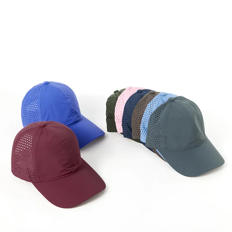 Sombrero de béisbol de secado rápido de verano, sombrero perforado con láser, transpirable, antisalpicaduras, sombrero con lengua de pato para acampar, gorra para hombre