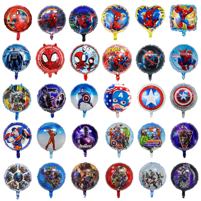 Balões de folha de super-heróis, balões redondos de homem aranha de 18 polegadas, para decoração de festa de aniversário, tema de heróis