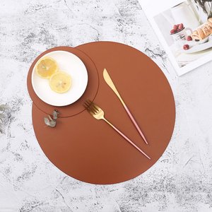 准备发货餐具垫餐厅圆形餐桌垫PU皮革厨房防水桌面餐垫 - Product Image 4