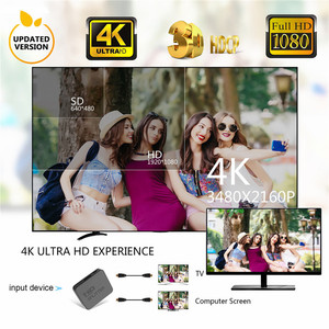 1x2 4K Splitter Video Switch 1 en 2 Out Video Distribuidor Amplificador Pantalla dual para PC Monitor Proyector Laptop