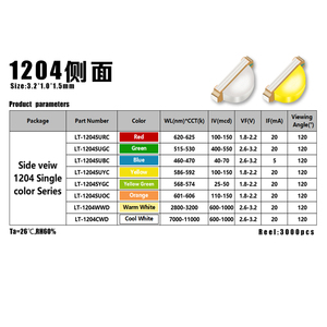 LTLIGHT 1204 sıcak beyaz LED çip 1206 yan SMD LED aydınlatma ve devre tasarımı yüksek kalite profesyonel fabrika üreten Ce - Product Image 5