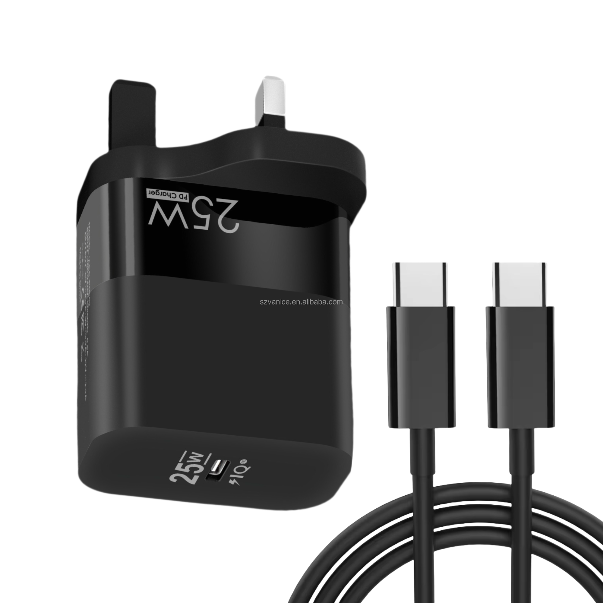 Cargador y cable negros (Reino Unido)