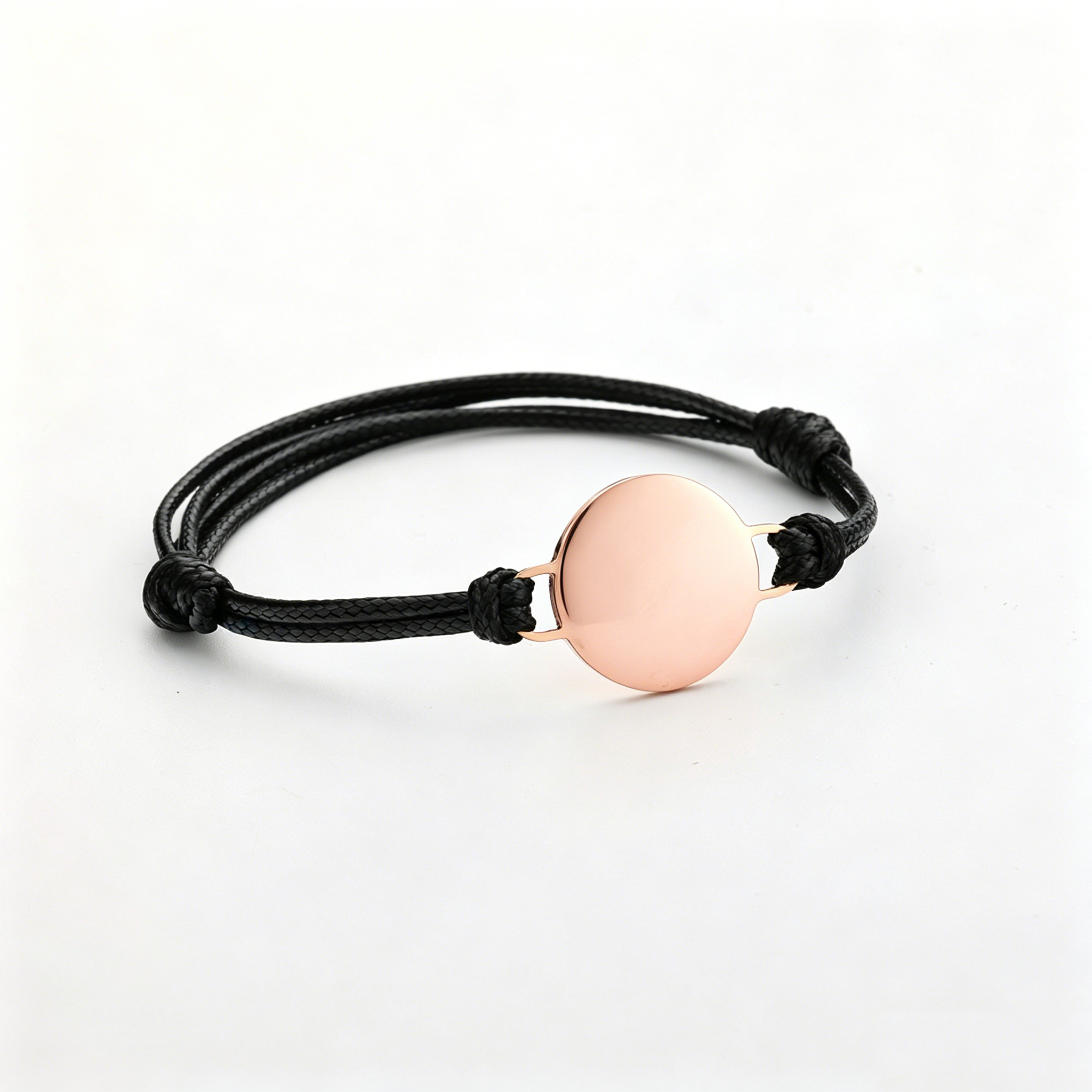 Black Cord+Rose Gold Charm