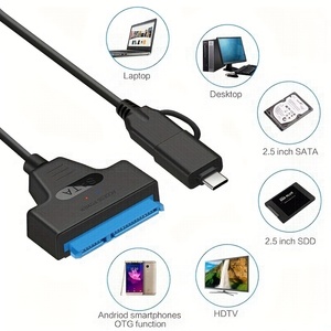 SATA至USB 3.0 + Type-C 2合1电缆，用于2.5英寸硬盘USB C至SATA数据转换器笔记本硬盘固态硬盘适配器SATA电缆 - Product Image 5