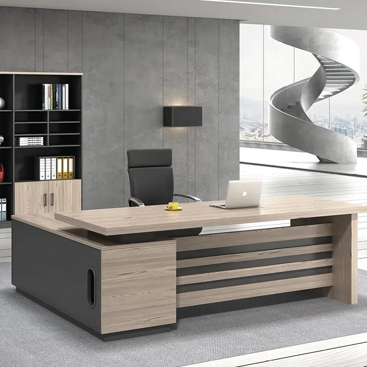 Escritorio De Oficina De lujo Muebles De Oficina Diseño En forma De L Mobiliario De Bureau Home Executive Boss Luxury Ceo Escritorio De Oficina De Madera