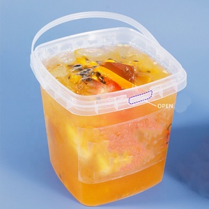 Прямоугольное ясное пластиковое ведро PP с ручкой и крышкой - Product Image 3